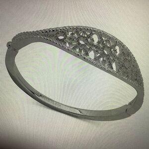 Women's Silver-Tone Pave Open Oval Bracelet